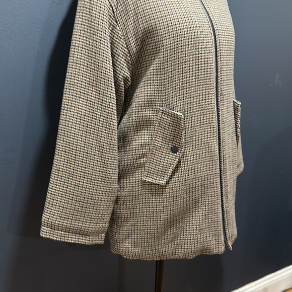 Zara Houndstooth Wool Blend Parka Size 13-14 - Picture 3 of 8